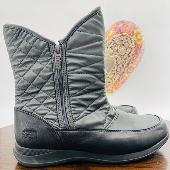 Totes Erin Waterproof Snow Gray Boots Size 10 - Picture 6 of 11